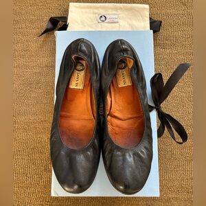 Lanvin black leather ballet flats size 38 1/2 (7 1/2-8)